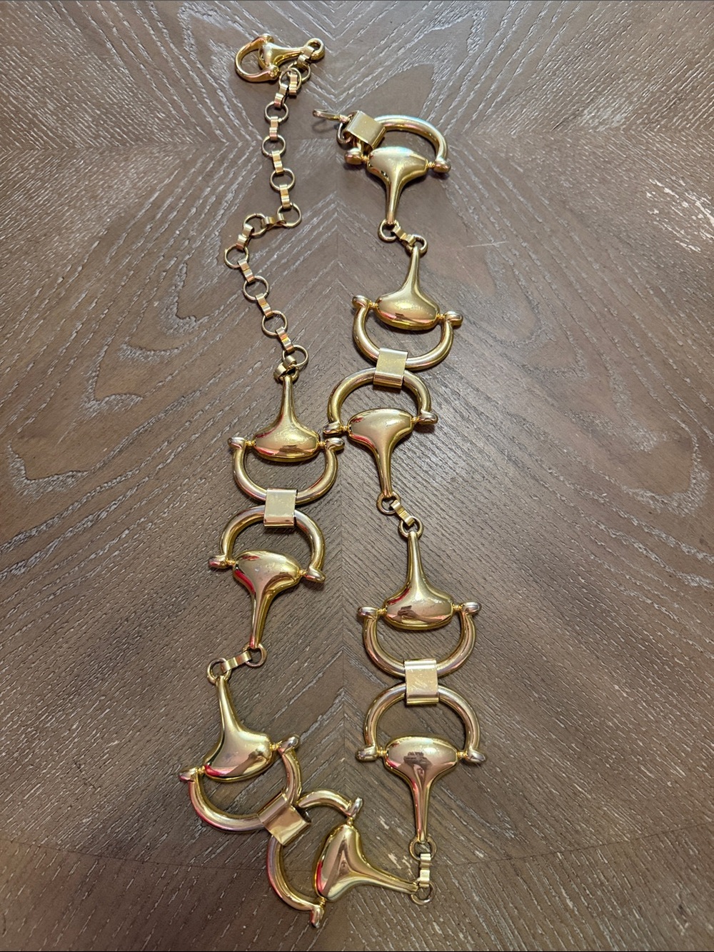 Women's Gold-Tone Link Belt with Horsebit-Inspired Accents